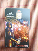 Fireworks  Phonecard Malta 38 Units Used Rare - Isla De Man