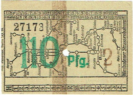 Ancien Billet/Ticket. Train. Wiesbadener Strassenbahnnen. 110 Pfg. - Europe