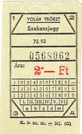 Ancien Billet/Ticket. Hungary/Hongrie. Train-Tram-Bus ? Szakaszjegy. Volan Tröszt. - Europe