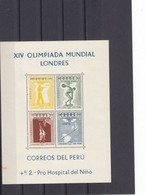 PERU - PEROU - 1956 - ** / MNH - MELBOURNE OLYMPIC GAMES - Mi. Bl. 2 - Peru