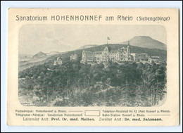 XX10926/-5340/ Sanatorium Hohenhonnef Am Rhein AK 1911 - Unclassified