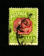 AUSTRALIA - 1938  POSTAGE   DUES  1d  CofA  WMK  PERF. 14 1/2x14  FINE USED  SG D113 - Segnatasse