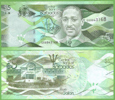 BARBADOS 5 DOLLARS 2013  P-74a  UNC - Barbades