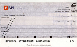 Portugal, Bank Check / Chèque Bancaire- BANCO P.I - Chèques & Chèques De Voyage
