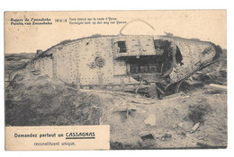 Ruines De Zonnebeke Ruinen 1914-1918 Tank Détruit Sur La Route D'Ypres Yperen 1921 - Zonnebeke