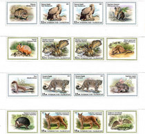 Tajikistan 2020. Red Book. Birds Of Prey & Wild Cats. 4 V. X 2 + 8 Label - Tajikistan
