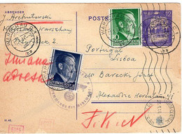 51304 - Generalgouvernement - 1944 - 12g GAKte M ZusFrankatur & Dt. Zensur WARSCHAU -> Portugal - Gobierno General