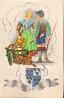 Belle Cpa Avec Ses Rajouts (blason Et Attelage Chien) PICARDIE - Picardie