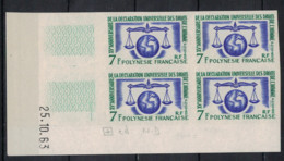 POLYNESIE                N°  YVERT  25  NON DENTELE   Coin Daté   25/10/63  NEUF AVEC CHARNIERES - Non Dentelés, épreuves & Variétés