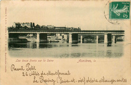 Asnières * Vue Sur Les Deux Ponts Sur La Seine * Ligne Chemin De Fer * Passage Du Train - Asnieres Sur Seine