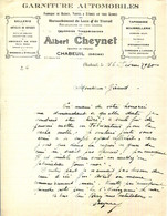 FACTURE.26.DROME.CHABEUIL.GARNITURE AUTOMOBILES.SELLERIE.BOURRELLERIE.ALBERT CHEYNET QUARTIER DE L'HOPITAL. - Automobile