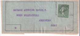 1927/1933 - SEMEUSE PREOBLITERE 65c ! Sur ETIQUETTE => ARGENTAN (ORNE) - 1903-60 Säerin, Untergrund Schraffiert