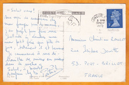 1972 - QE II - London Postcard Sent To Port Brillet, France - 3 P  Stamp - ZOO SURREY - Covers & Documents
