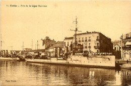 Cette * Sète * La Fête De La Ligue Maritime * Bateau Navire De Guerre Sur Les Quais - Sete (Cette)