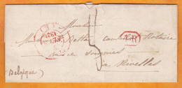 1838 - LAC De PARIS (cad étranger En Rouge) Vers NIVELLES, Belgique - Entrée Par Quiévrain - T 8 - 1801-1848: Vorläufer XIX