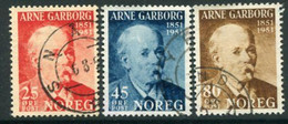 NORWAY 1951 Garborg Birth Centenary Used.  Michel 369-71 - Usati