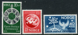 NORWAY 1949 75th Anniversary Of UPU MNH / **.  Michel 344-46 - Unused Stamps