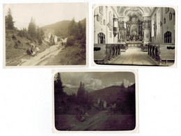 3x Orig. Foto 1931 Maria Waldrast Mühlbachl, Ortspartie, Kirche Innenraum, Wanderer - Matrei Am Brenner