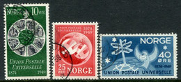 NORWAY 1949 75th Anniversary Of UPU Used.  Michel 344-46 - Gebruikt
