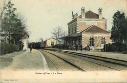 Selles Sur Cher * La Gare * Arrivée Train Locomotive Machine * Ligne Chemin De Fer Loir Et Cher - Selles Sur Cher