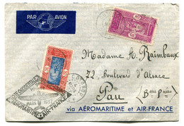 RC 22387 DAHOMEY 1937 AEROMARITIME 1er VOYAGE COTE OCCIDENTALE D'AFRIQUE AIR FRANCE LETTRE DE COTONOU A PAU - Covers & Documents