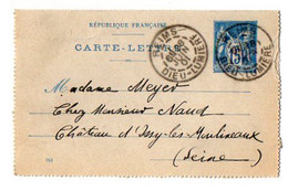 TB 3105 - 1901 - Entier Postal - Carte - Lettre - Mr Joseph MEYER à REIMS à Mme MEYER Au Château D'ISSY LES MOULINEAUX - Kartenbriefe