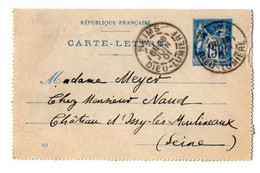 TB 3105 - 1901 - Entier Postal - Carte - Lettre - Mr Joseph MEYER à REIMS à Mme MEYER Au Château D'ISSY LES MOULINEAUX - Cartoline-lettere