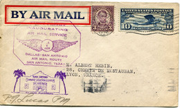 ETATS-UNIS LETTRE PAR AVION AVEC CACHET "...INAUGURATION AIR MAIL SERVICE DALLAS - SAN ANTONIO AIR MAIL ROUTE.........." - 1c. 1918-1940 Briefe U. Dokumente