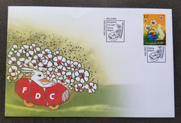 Finland Easter Bunny 2007 Flower Cartoon Animation Egg Rabbit (stamp FDC) - Briefe U. Dokumente