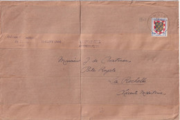 1951/53 - ARMOIRIES YVERT 902 SEUL Sur IMPRIMES PERIODIQUE GF ! De THOIRY (AIN) => LA ROCHELLE - 1941-66 Stemmi E Stendardi