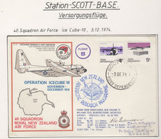 Ross Dependency Scott Base 1974 Antarctic Flight From Christchurch To McMurdo Signature Ca Scott Base 3 DE 74 (AF150) - Voli Polari