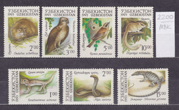 118K2200 / Uzbekistan 1993 Michel Nr. 7-13 MNH (**) Animals Frog Snake Muskrat Osprey Tit Dormouse Desert Monitor - Ouzbékistan