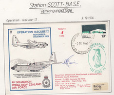 Ross Dependency Scott Base 1976 Antarctic Flight From Christchurch To McMurdo Signature Ca  Scott Base 3 DE 76 (AF151) - Vuelos Polares