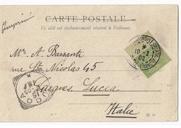CONSTANTINOPLE GALATA Carte Postale Tarif Imprimé 5c Sage Vert Yv 75 SANS Surcharge Ob 1902 Dest LUCIA Italia - 1898-1900 Sage (Tipo III)