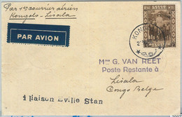 70971 - BELGIAN CONGO - POSTAL HISTORY - FIRST FLIGHT COVER - 1936, Kongolo - Lettres & Documents