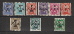 Réunion 1949-50 Série Taxe 36-44 9 Val * Charnière  MH - Portomarken