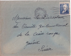 1944 - YVERT N° 619 SEUL SUR LETTRE De NIMES Avec MECA (GARD) => GENEVE (SUISSE) - Cartas & Documentos