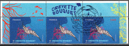 2022 - Y/T 5561 OBLITERE 1er Jour 18/02/22 "CREVETTE BOUQUET - COQUILLAGES ET CRUSTACES" BLOC 3T ISSU HAUT FEUILLET - Used Stamps