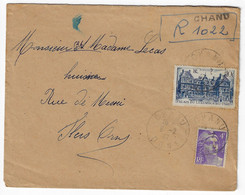 CHANU Orne Lettre Recommandée "Provisoire" Manuscrit 10 F Palais Luxembourg 4 F Violet Yv 760 718 Ob 6 2 1947 - Covers & Documents