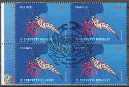 2022 - Y/T 5561 OBLITERE 1er Jour 18/02/22 "CREVETTE BOUQUET - COQUILLAGES ET CRUSTACES" BLOC 4T ISSU FEUILLET - Used Stamps