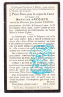 DP Mathilde Jacques ° 1845 † Han-sur-Lesse Rochefort 1914 X Jean Joseph Tagnon - Devotieprenten