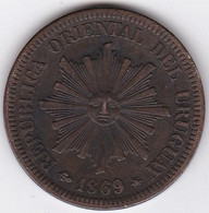 REPUBLICA ORIENTAL DEL URUGUAY. 2 CENTESIMOS 1869 A PARIS. KM# 12 - Uruguay