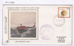 Ross Dependency Scott Base 1983 Antarctic Flight Season's First Flight To Scott Base Cover "silk" Ca 10 NO 83 (AF156A) - Vols Polaires
