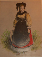 Une Alsacienne Du Bas-Rhin En 1874. Aquarelle. - Aquarelles