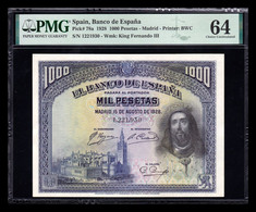 España Spain 1000 Pesetas San Fernando 1928 Pick 78 PMG 64 SC UNC - 1000 Pesetas