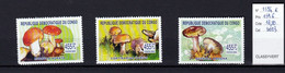 Congo 3 Timbres Neufs Champignon N°,1594 à 1596 - Pilze