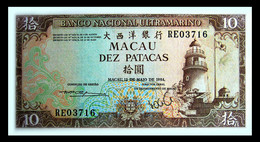 # # # Banknote Aus Macau 10 Patacas 1984 UNC # # # - Macau