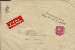 Seul Sur Env. (entière) N° 848  Obl. BRUXELLES - BRUSSEL  - 7 - Du 20/07/51 Par Exprès - 1936-1951 Poortman