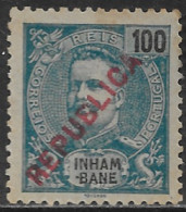 Inhambane – 1917 King Carlos Local Surchaged REPUBLICA 100 Réis Mint Stamp - Inhambane