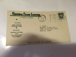 (3 G 1 A) Canada Cover - Posted 1953 - General Films Limited - Cartas & Documentos